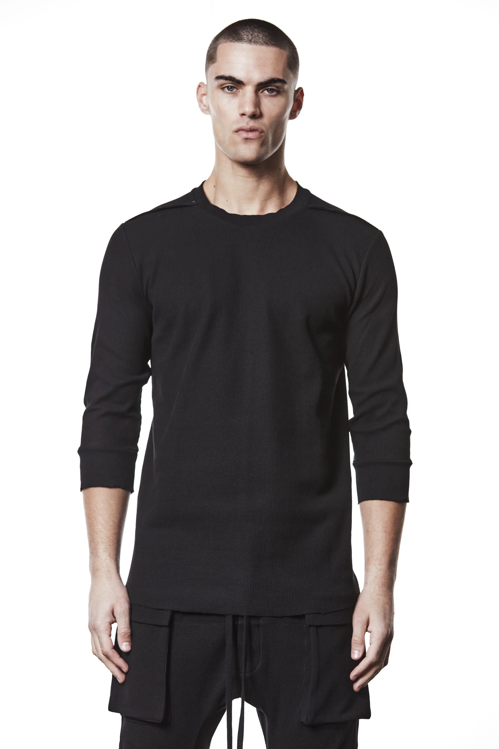 Black 3/4 Sleeve T-shirt MTS 895 - Image 2