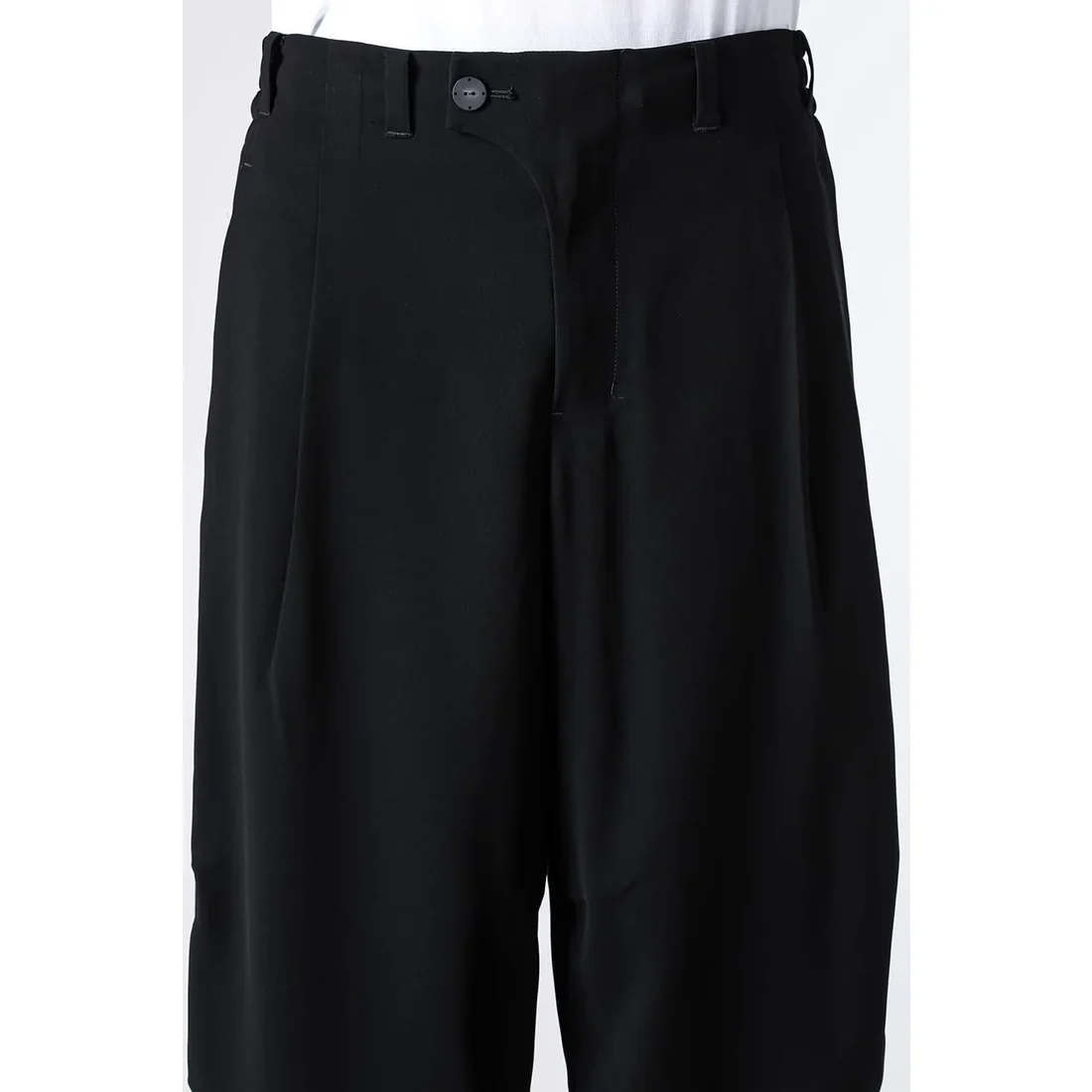 Black Baggy Cropped Leg Wool Pants - Image 12