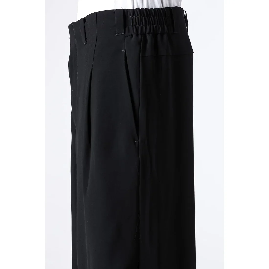 Black Baggy Cropped Leg Wool Pants - Image 15