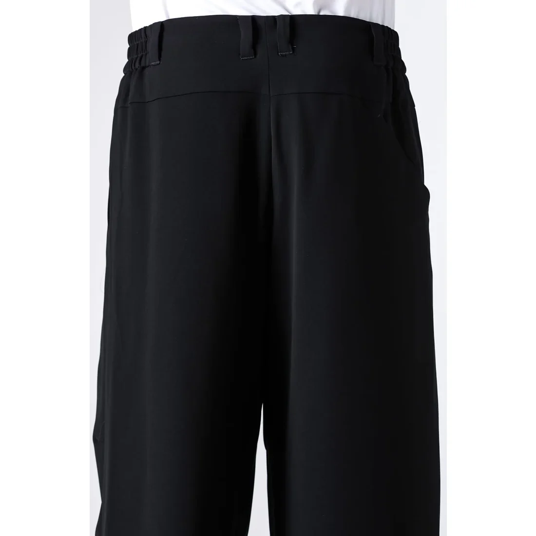 Black Baggy Cropped Leg Wool Pants - Image 17