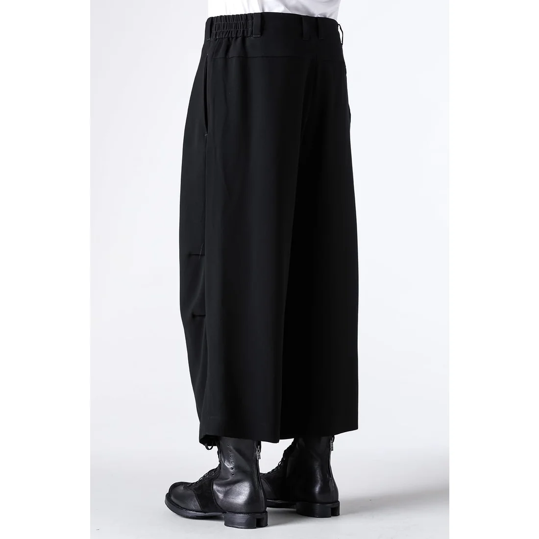 Black Baggy Cropped Leg Wool Pants - Image 8