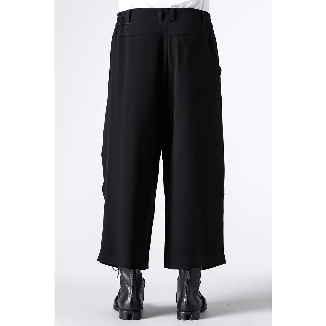 Black Baggy Cropped Leg Wool Pants - Image 9