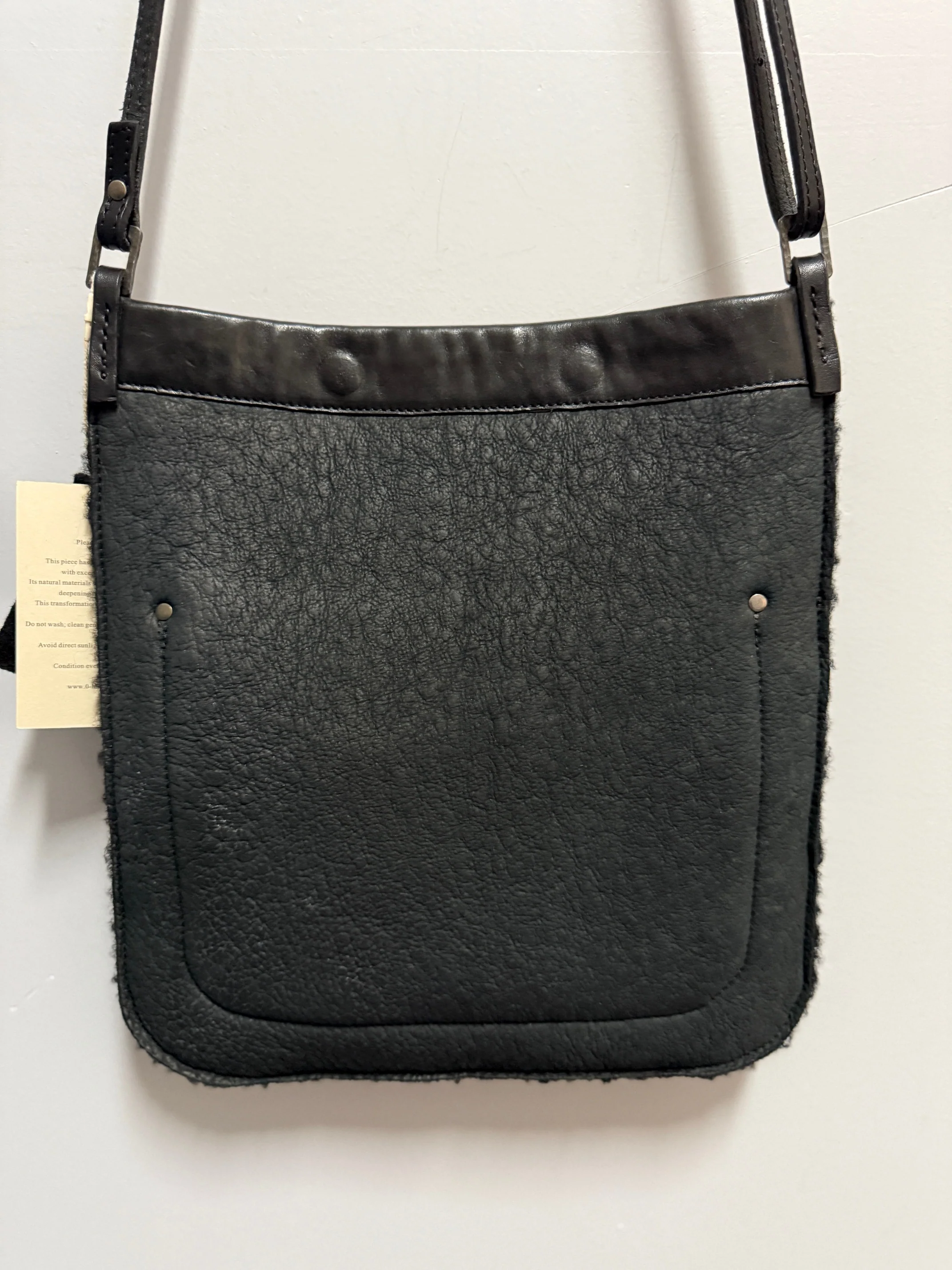 Black Bull Leather with Bonded Wool Tablet Bag - Image 3