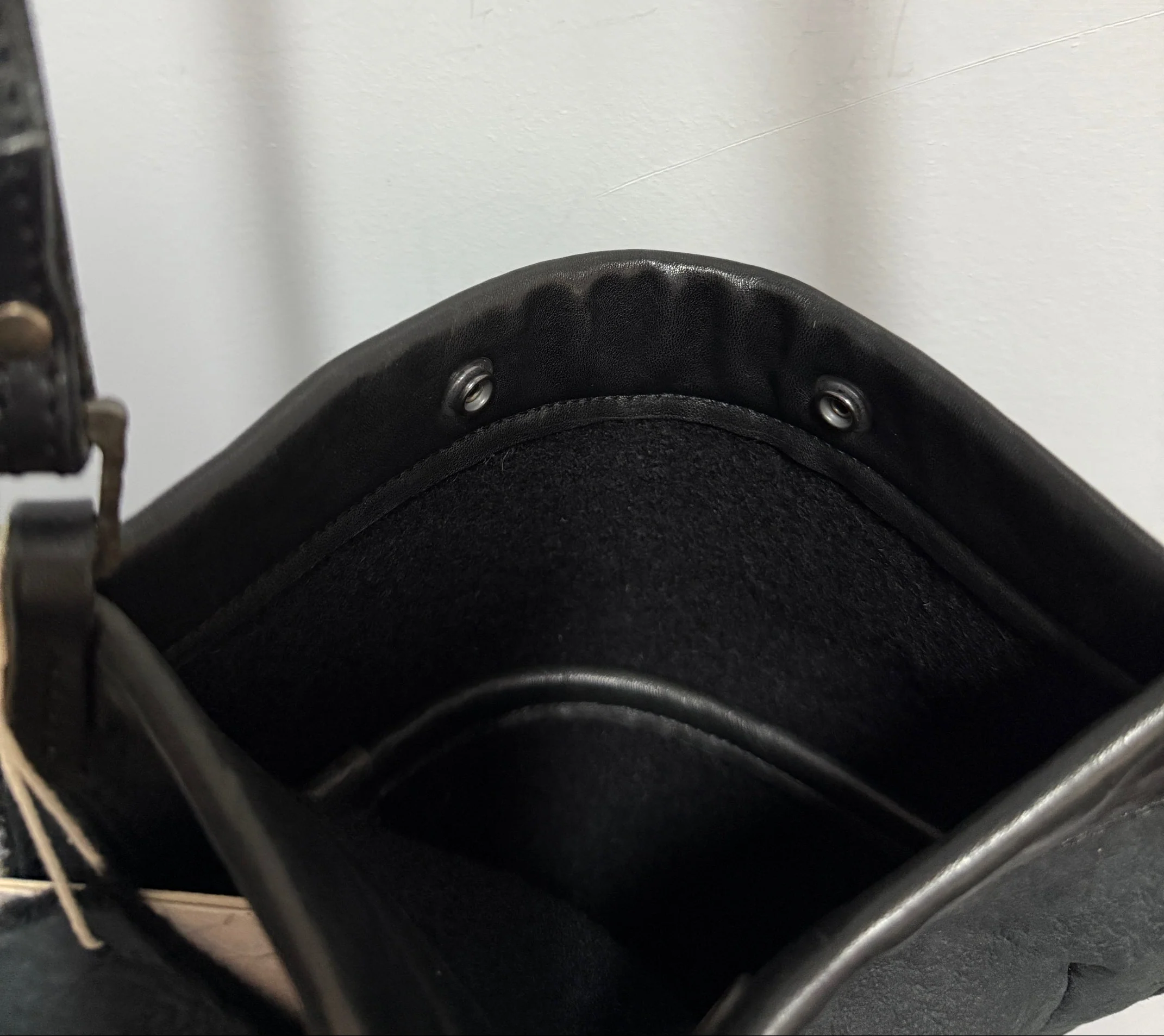 Black Bull Leather with Bonded Wool Tablet Bag - Image 4