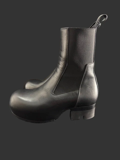 Black Calf Leather Beatle Ballast Boots by Rick Owens - Image 4