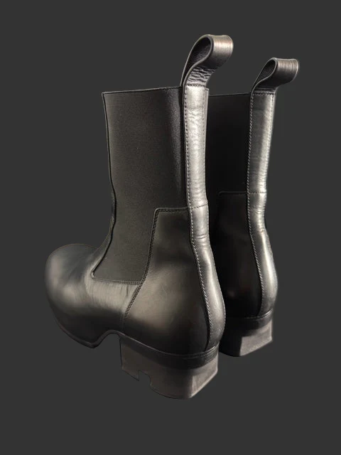 Black Calf Leather Beatle Ballast Boots by Rick Owens - Image 5