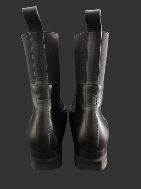 Black Calf Leather Beatle Ballast Boots by Rick Owens - Image 6