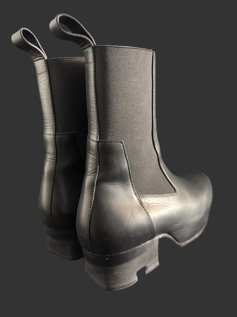 Black Calf Leather Beatle Ballast Boots by Rick Owens - Image 7