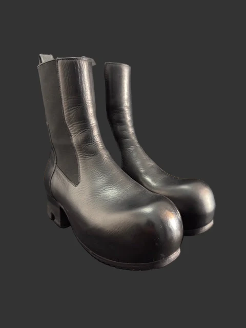 Black Calf Leather Beatle Ballast Boots by Rick Owens - Image 8