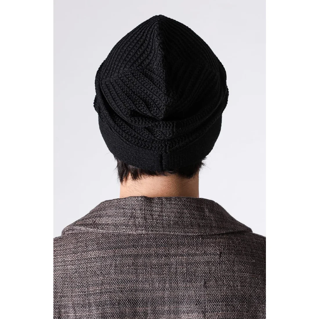 Black Cotton Blend Oversize Knit Cap - Image 12