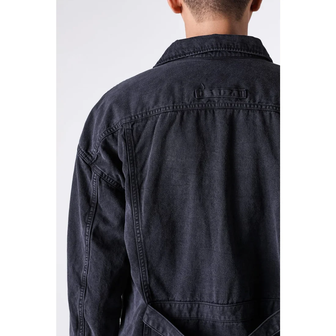 Black Cotton Twill 5 Button Collared Military Jacket - Image 15