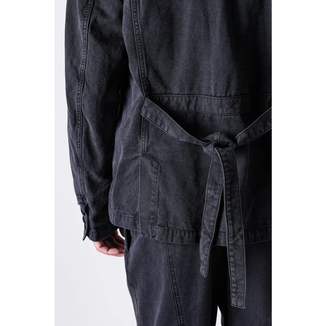 Black Cotton Twill 5 Button Collared Military Jacket - Image 16