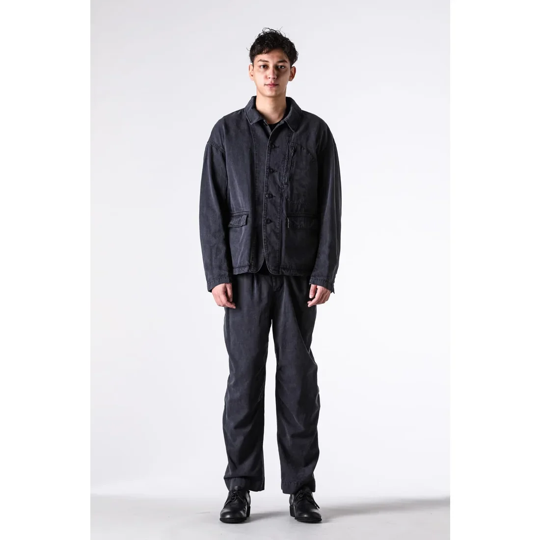 Black Cotton Twill 5 Button Collared Military Jacket - Image 19