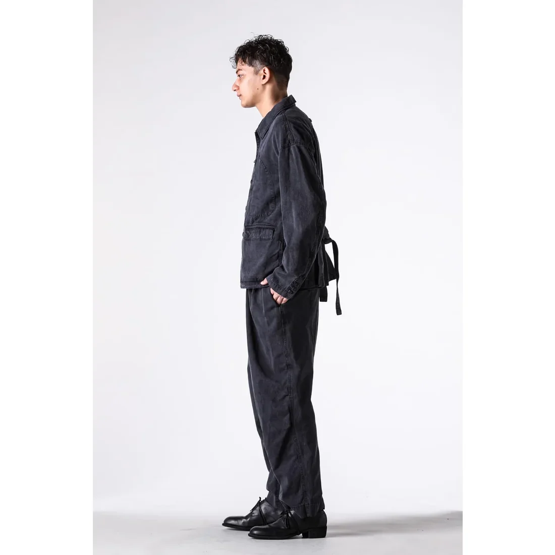 Black Cotton Twill 5 Button Collared Military Jacket - Image 20