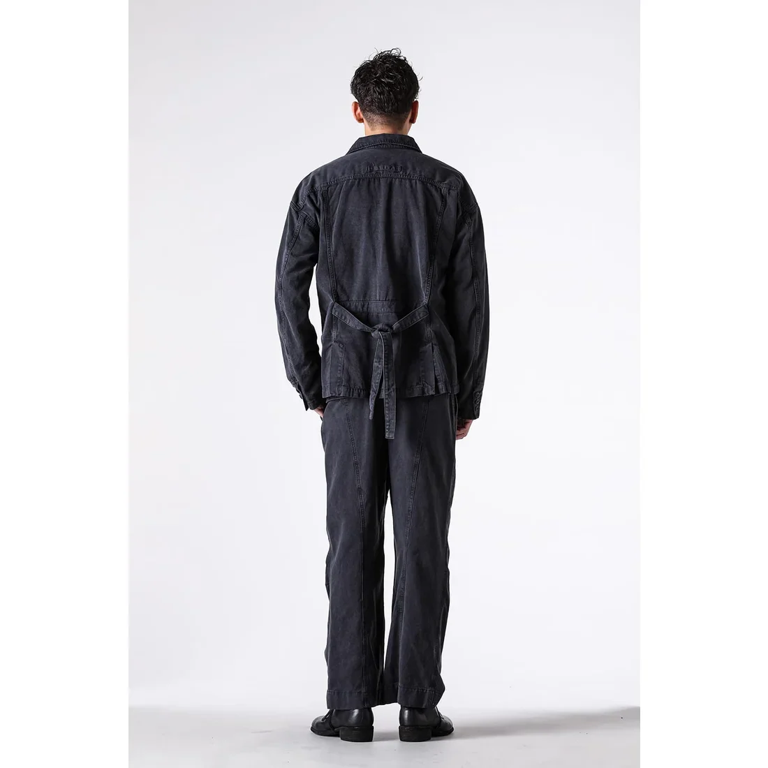 Black Cotton Twill 5 Button Collared Military Jacket - Image 21