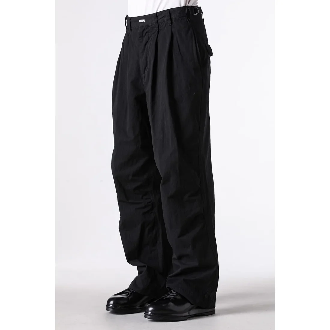 Black Cotton Twill Wide Leg Trousers - Image 4