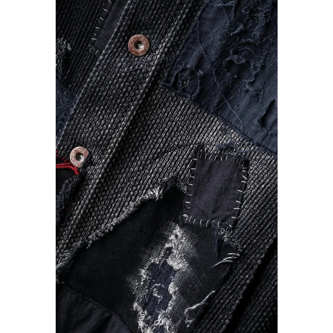 Black Crust Damage Repair Sashiko Jacquard Jacket - Image 17