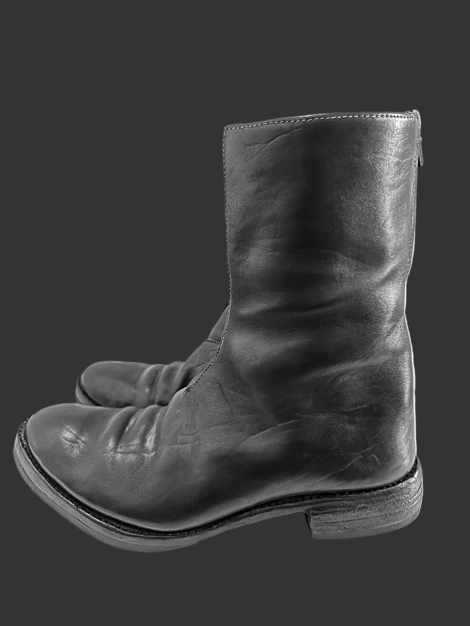 Black Diagonal Zipper Boots AM/2521SX LUC-PTC/010 by Carol Christian Poell - Image 3