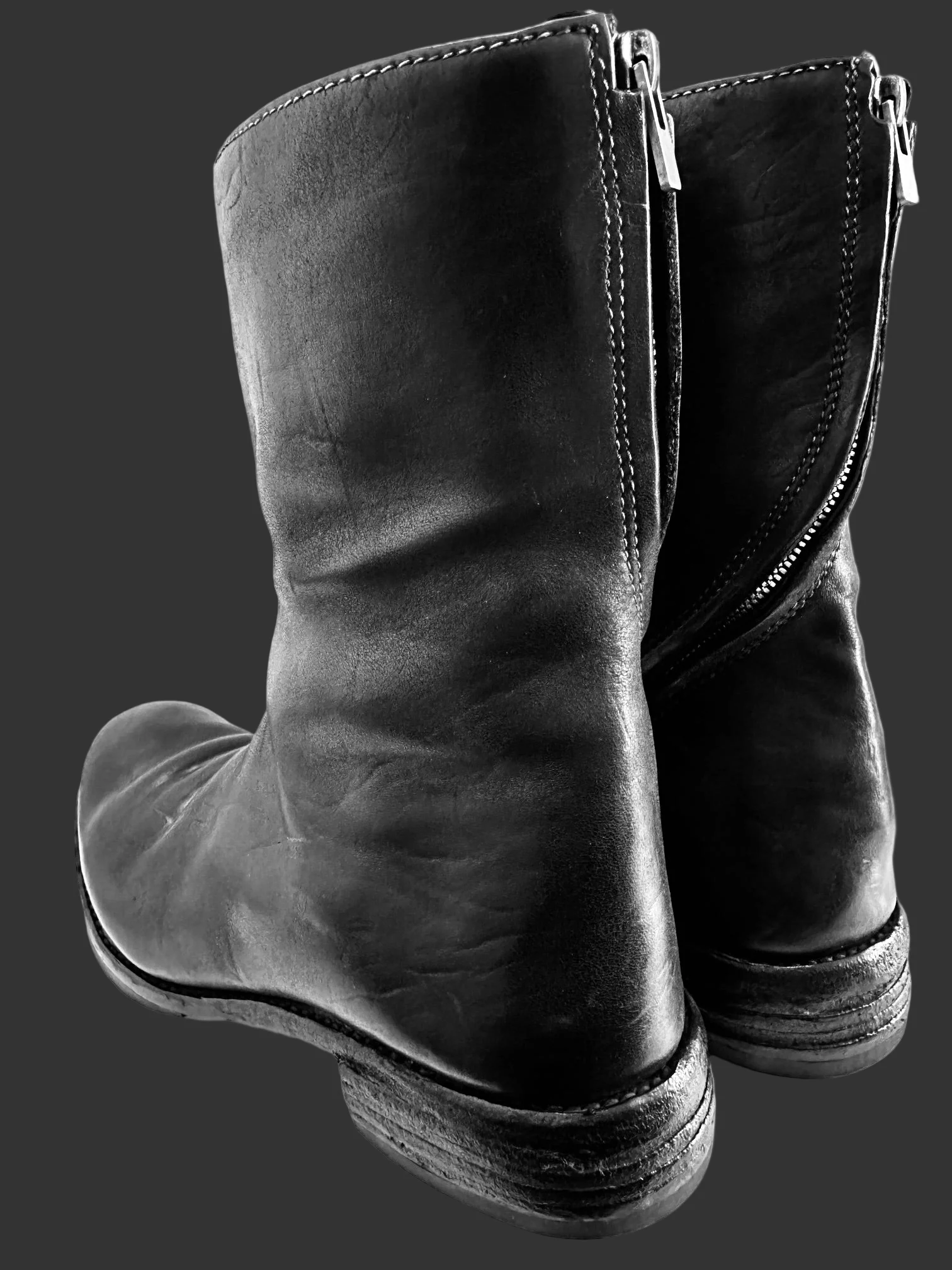 Black Diagonal Zipper Boots AM/2521SX LUC-PTC/010 by Carol Christian Poell - Image 4