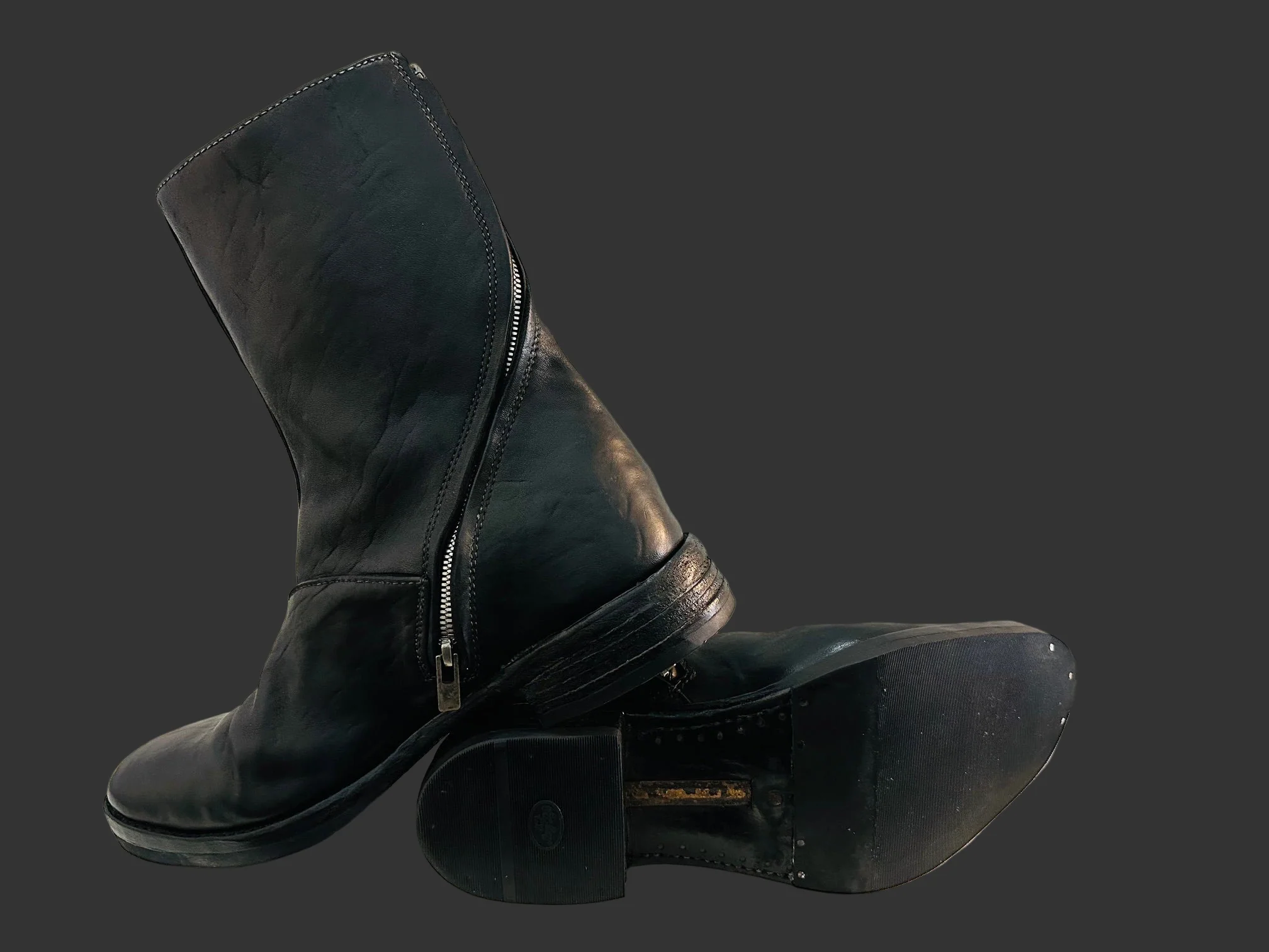 Black Diagonal Zipper Boots AM/2521SX LUC-PTC/010 by Carol Christian Poell - Image 6
