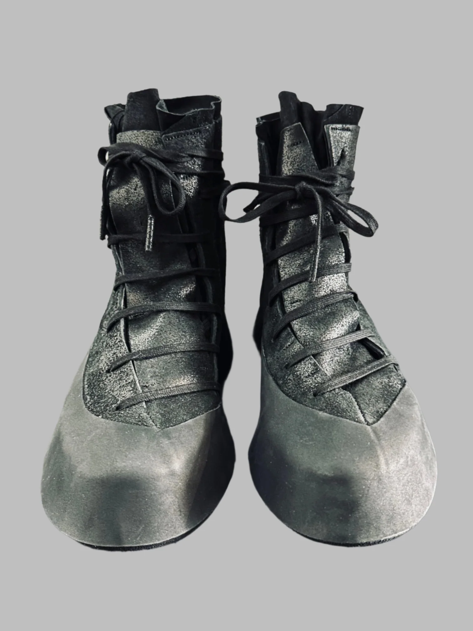Black Distortion Featherweight Hi-Top Resin Reverse Horse Leather Sneakers - Image 7