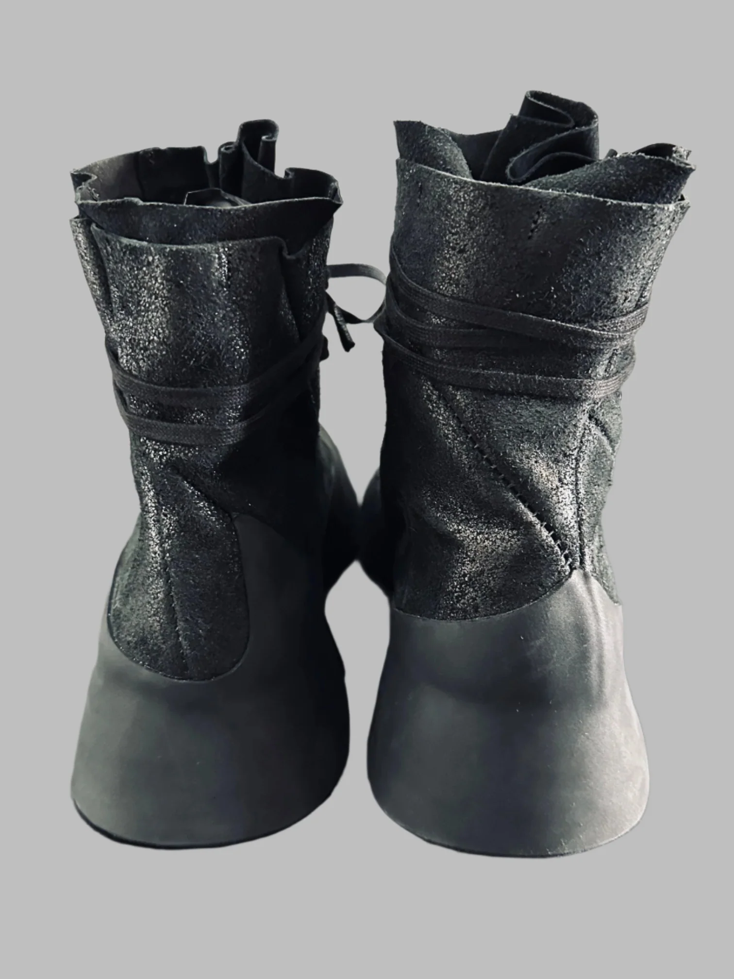 Black Distortion Featherweight Hi-Top Resin Reverse Horse Leather Sneakers - Image 8
