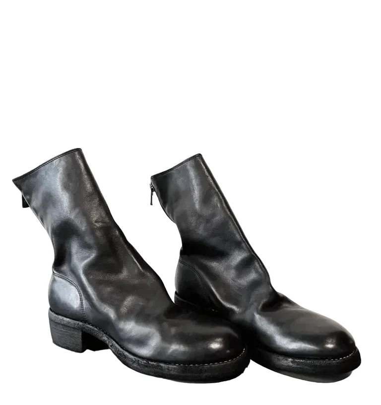 Black Double Soles Back Zip Boots Comfort 788ZX - Image 4