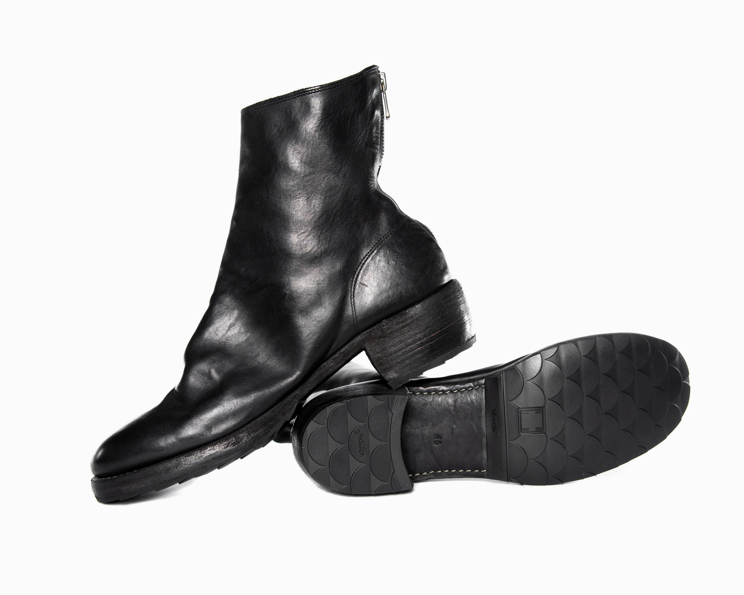 Black Double Soles Back Zip Boots Comfort 796ZX - Image 4