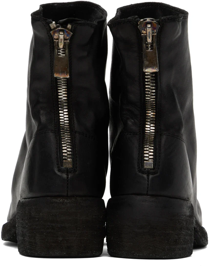 Black Double Soles Back Zip Boots Comfort 796ZX - Image 5