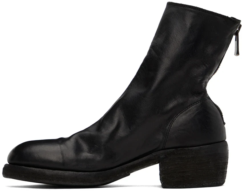 Black Double Soles Back Zip Boots Comfort 796ZX - Image 6