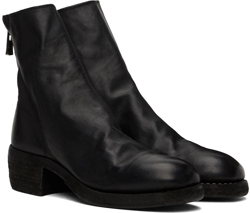 Black Double Soles Back Zip Boots Comfort 796ZX - Image 7