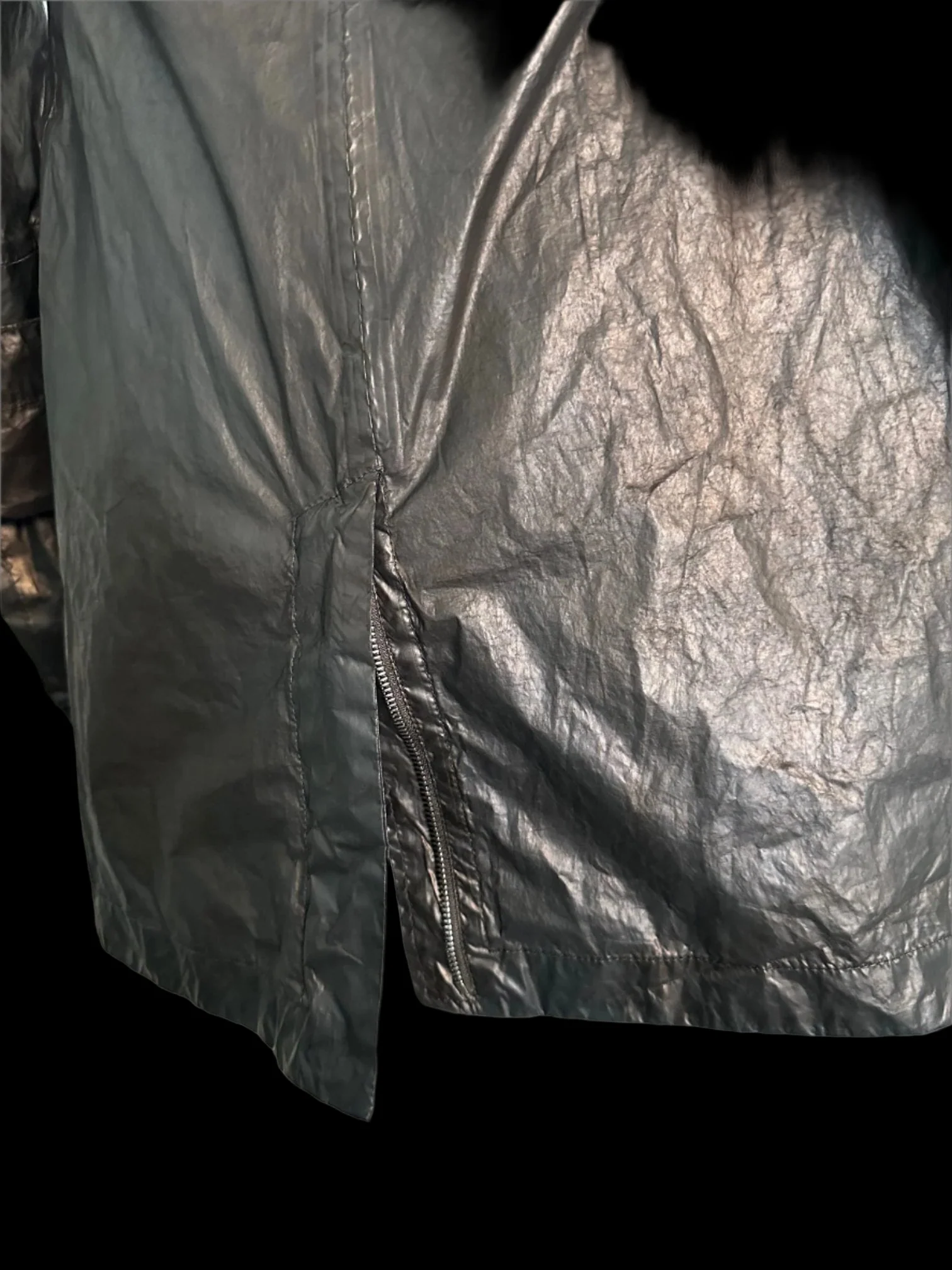 Black Green Object Dyed Nylon Chain-Seam Hooded Parka with Retractable Sleeves by Carol Christian Poell - Image 8