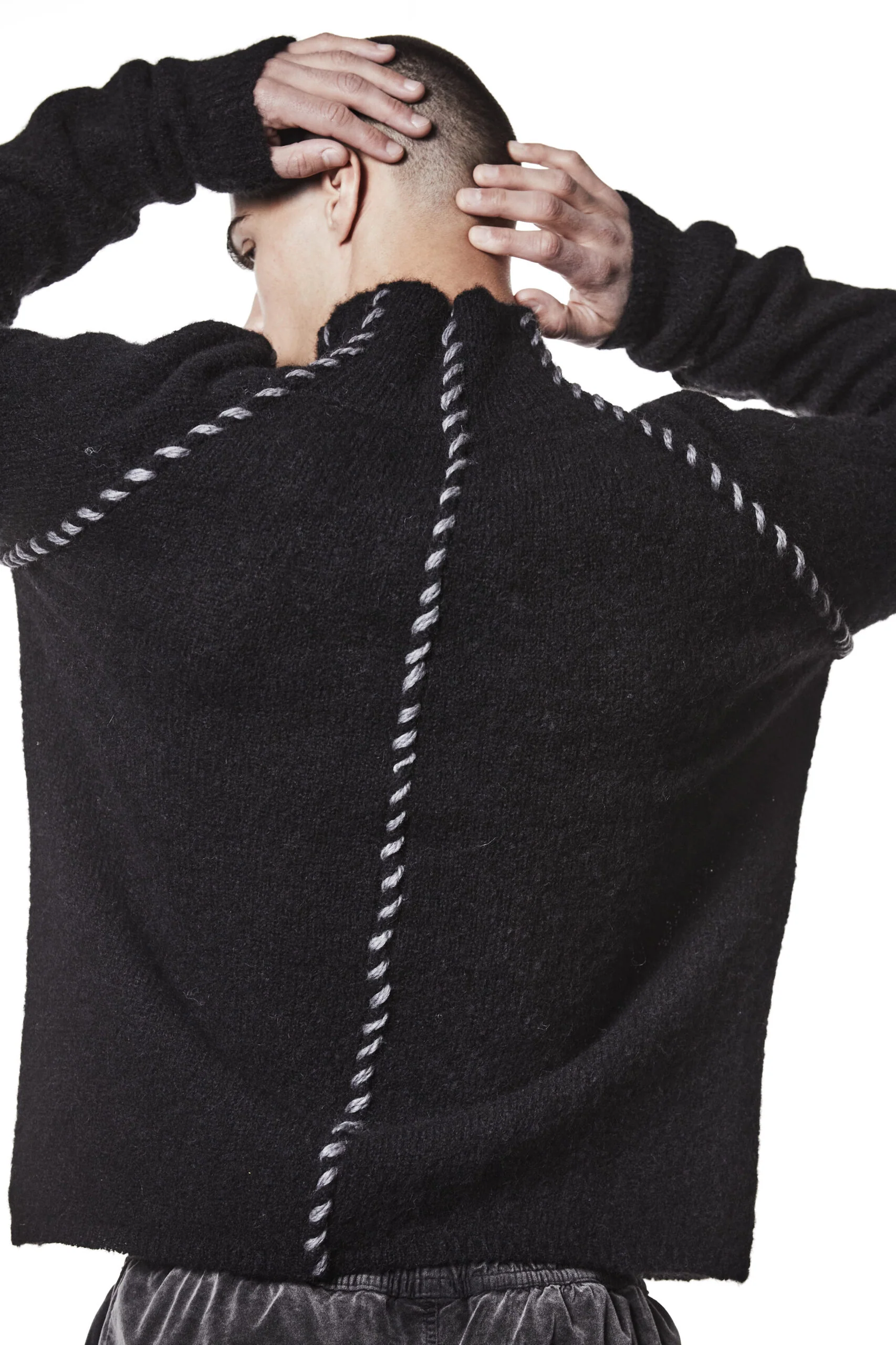 Black Hi-neck Alpaca Sweater MK 125 - Image 4