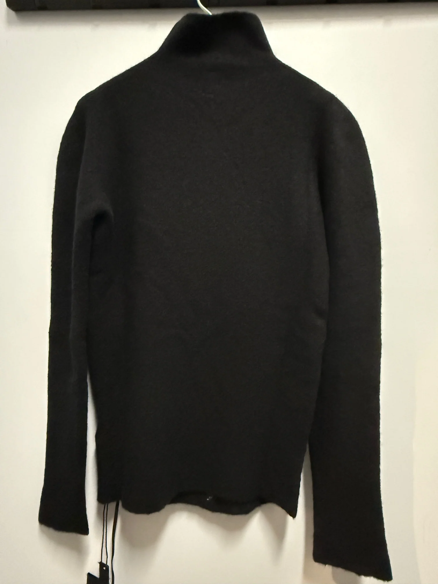 Black Hi-Neck Front Contrast Stitched Detail Cashmere Sweater - Image 3