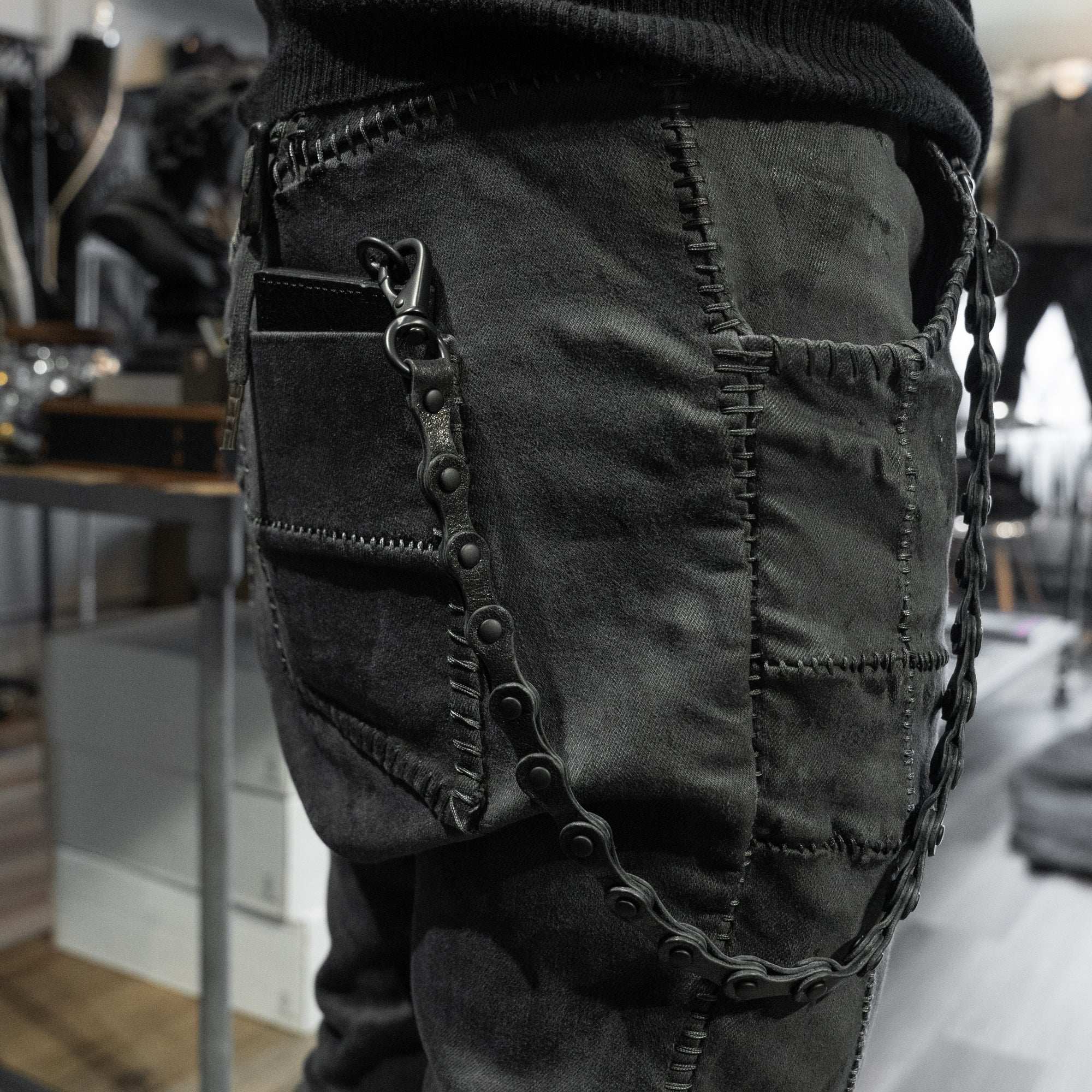 Black Horween Horsehide Leather Bike Chain - Image 2