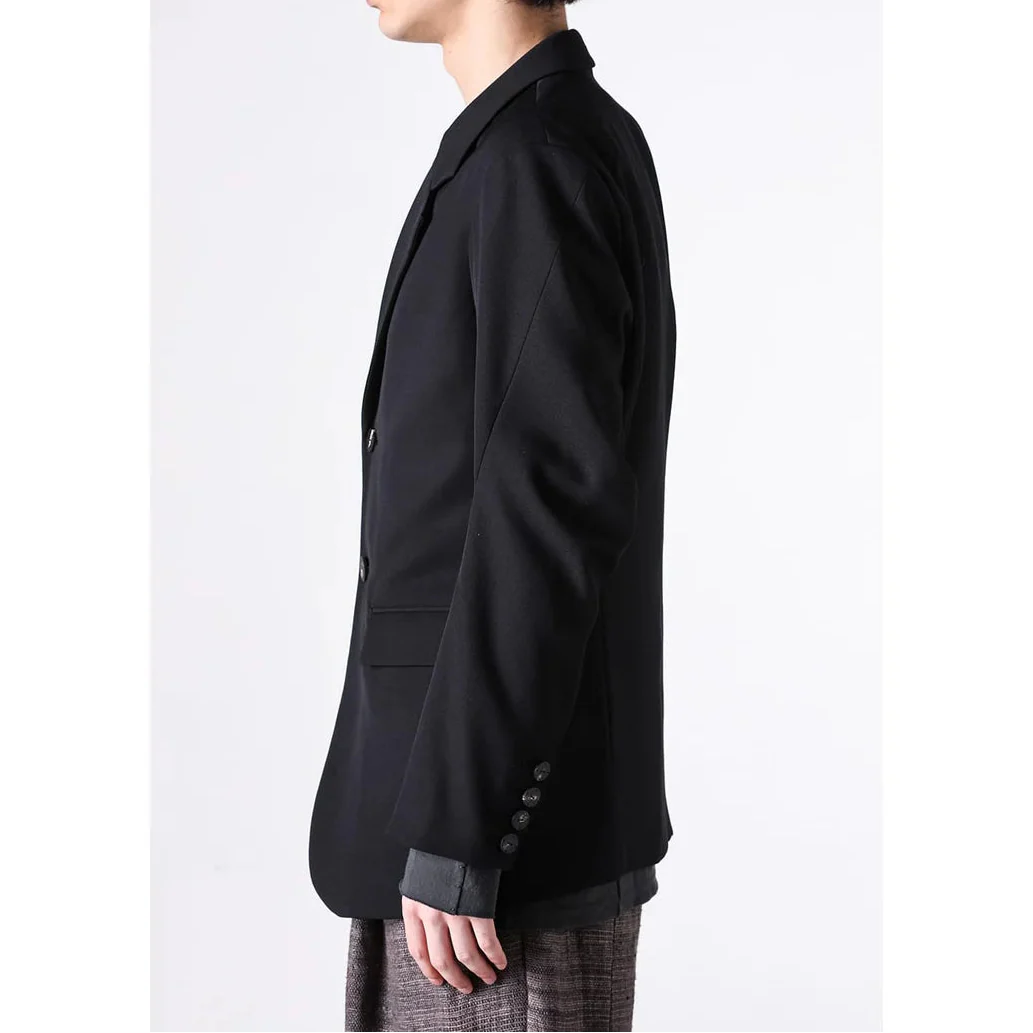 Black Japanese Wool Gabardine 2 Button Soft Blazer - Image 10
