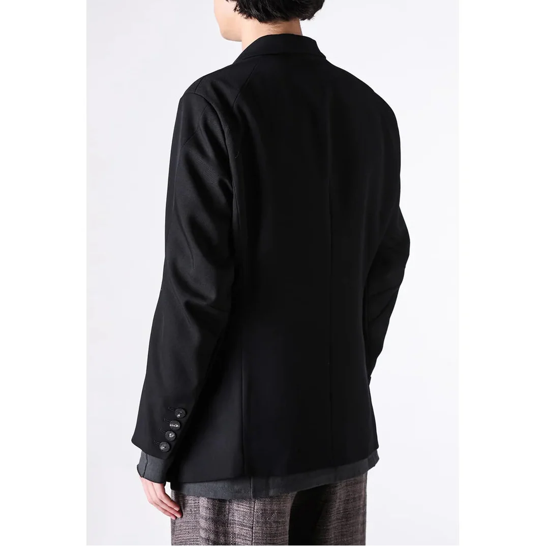 Black Japanese Wool Gabardine 2 Button Soft Blazer - Image 11