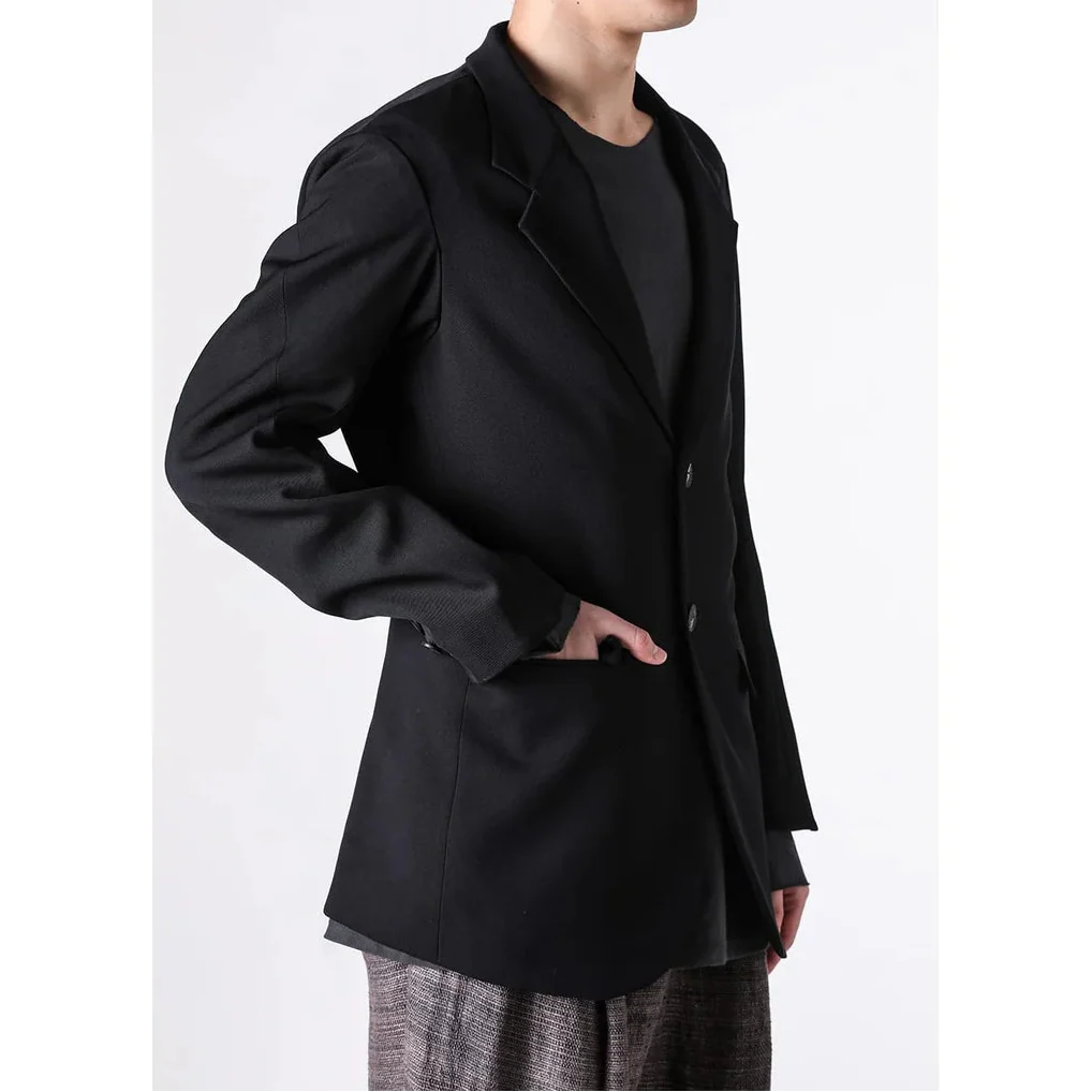 Black Japanese Wool Gabardine 2 Button Soft Blazer - Image 13