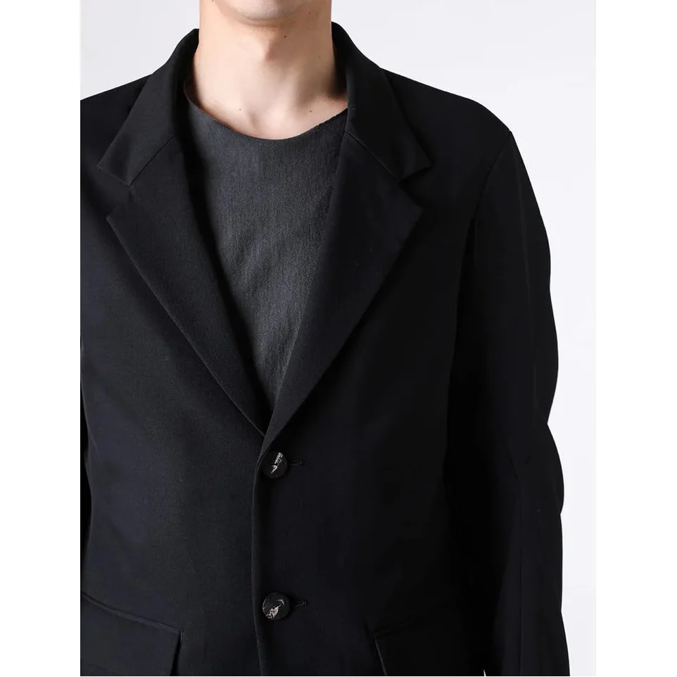 Black Japanese Wool Gabardine 2 Button Soft Blazer - Image 14
