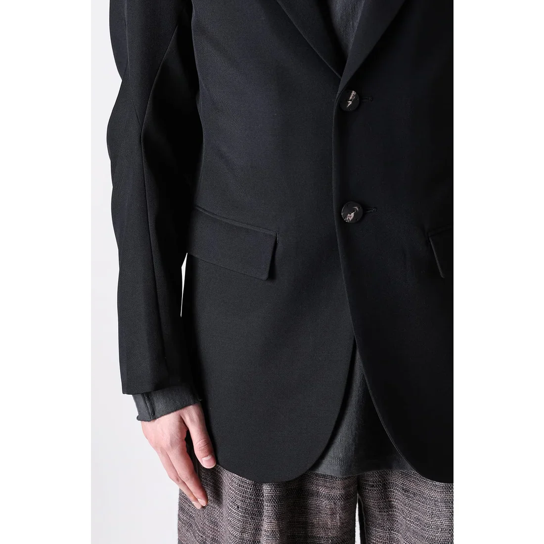 Black Japanese Wool Gabardine 2 Button Soft Blazer - Image 15