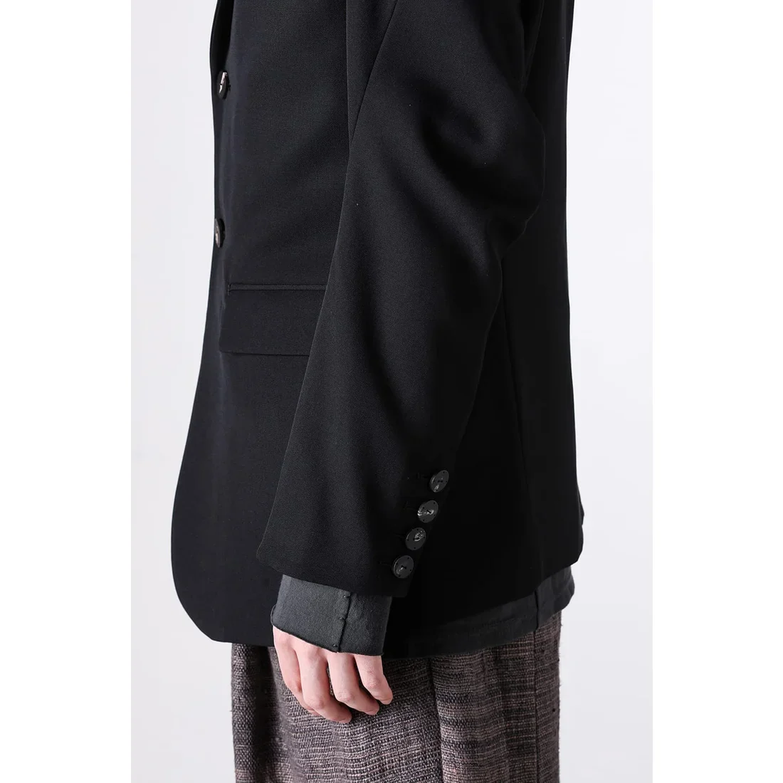 Black Japanese Wool Gabardine 2 Button Soft Blazer - Image 17