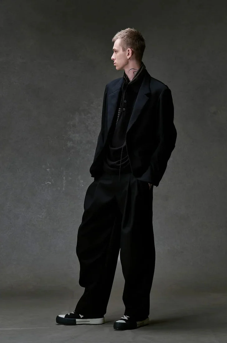 Black Japanese Wool Gabardine 2 Button Soft Blazer - Image 3