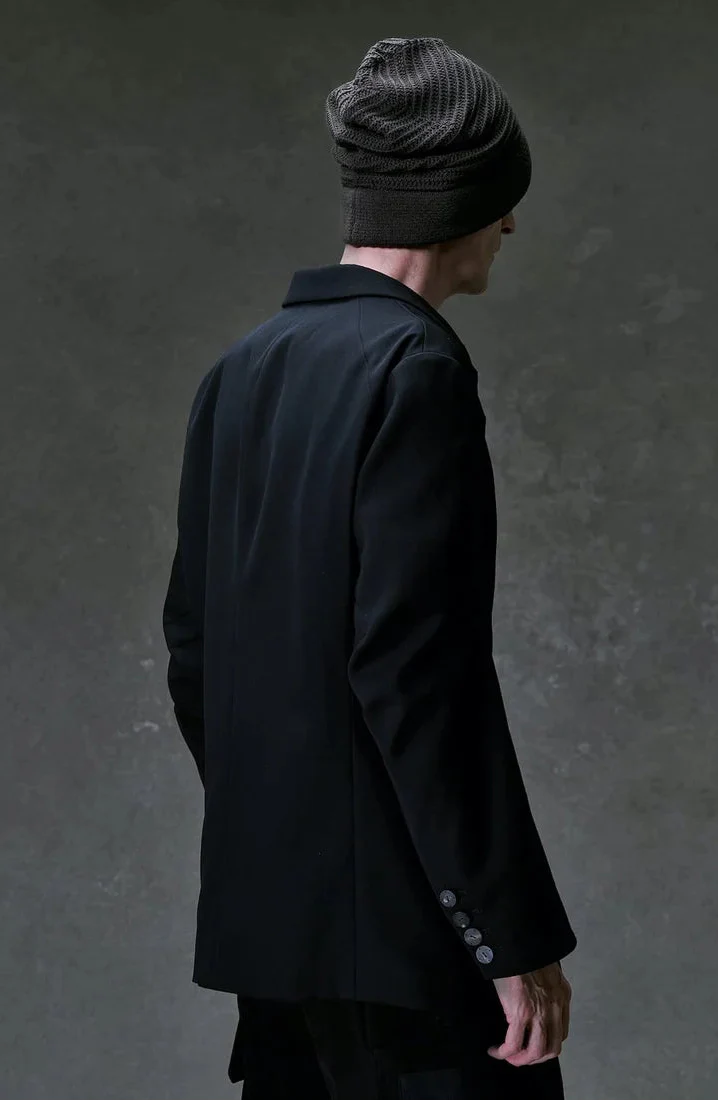 Black Japanese Wool Gabardine 2 Button Soft Blazer - Image 6