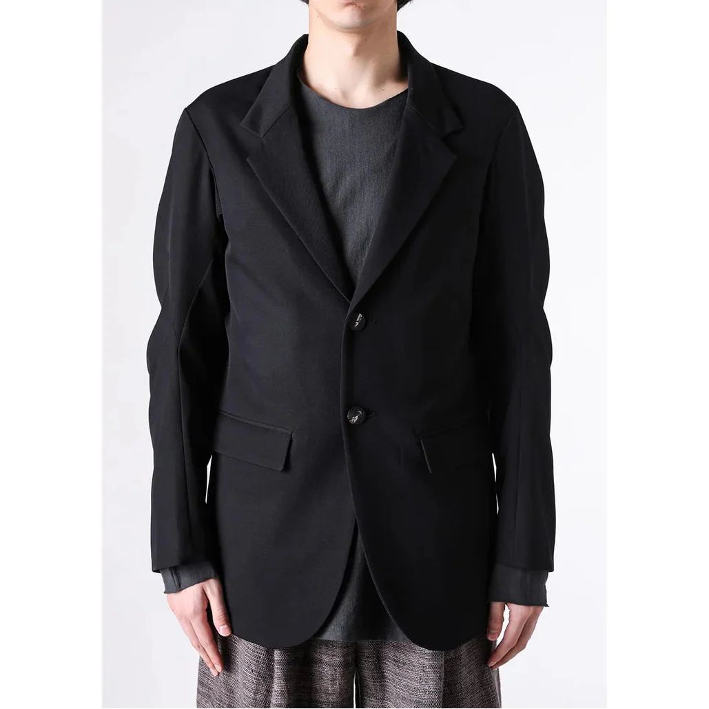Black Japanese Wool Gabardine 2 Button Soft Blazer - Image 8