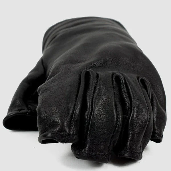 Black Kangaroo Leather Fingerless Gloves - Image 10