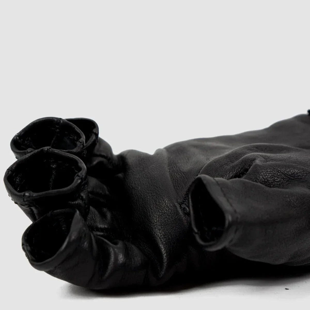 Black Kangaroo Leather Fingerless Gloves - Image 11