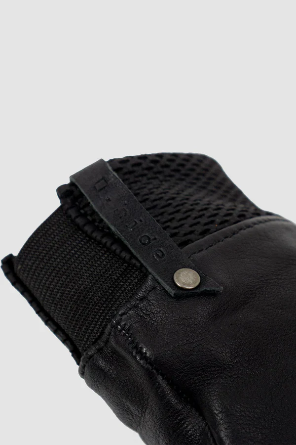 Black Kangaroo Leather Fingerless Gloves - Image 12