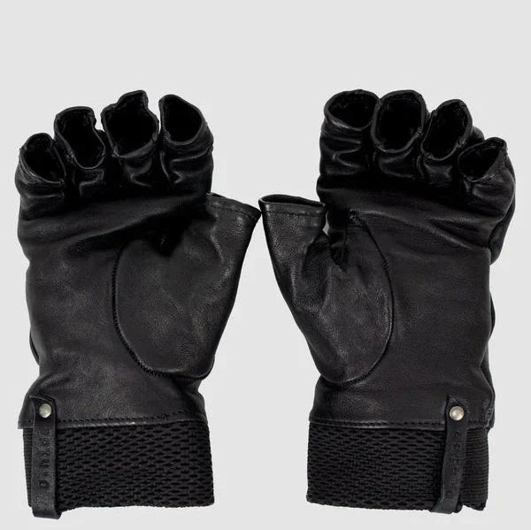 Black Kangaroo Leather Fingerless Gloves - Image 7