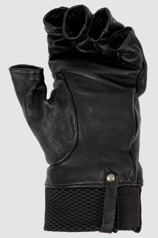 Black Kangaroo Leather Fingerless Gloves - Image 8