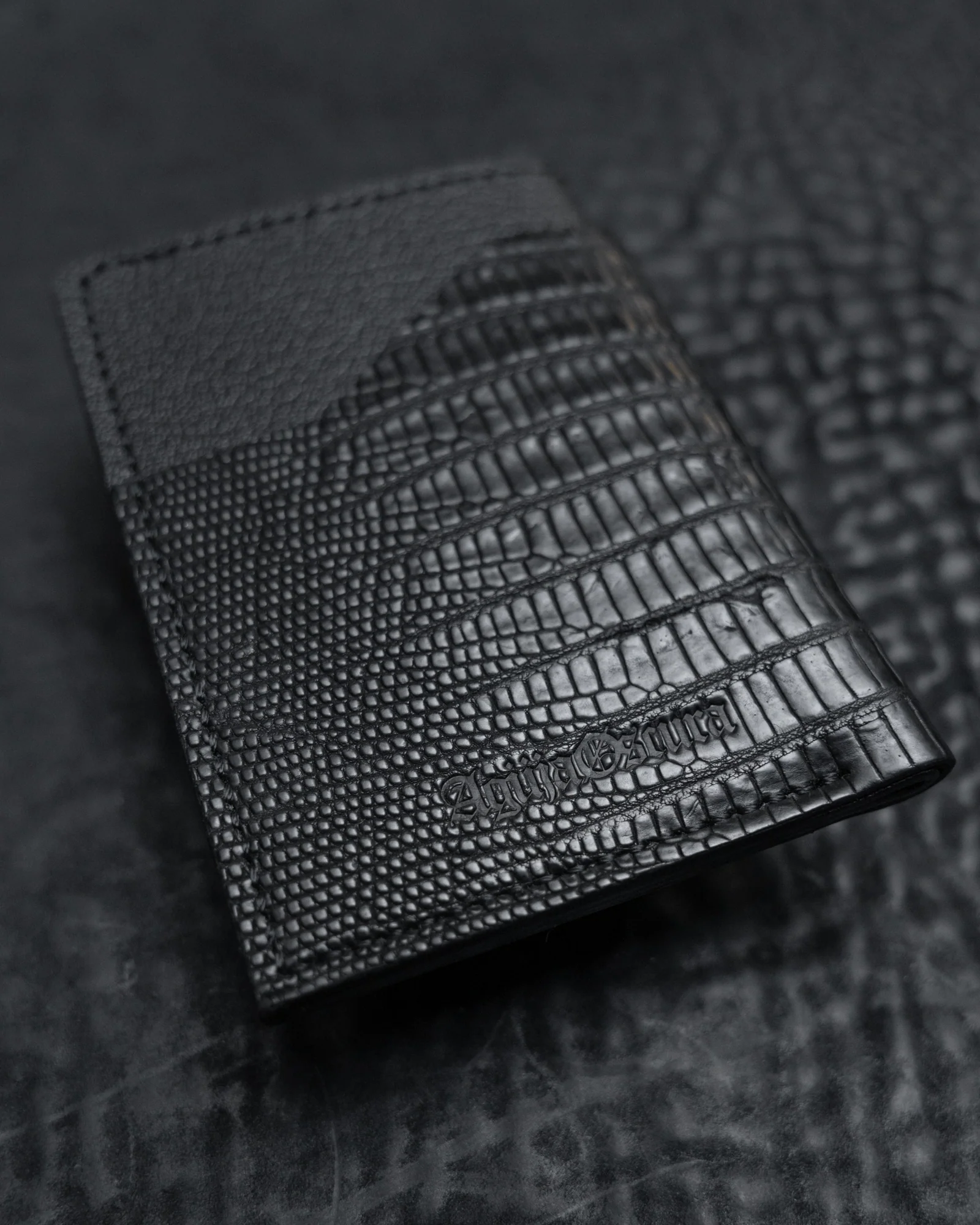 Black Lizard + Goat Angulo Card Case - Image 3